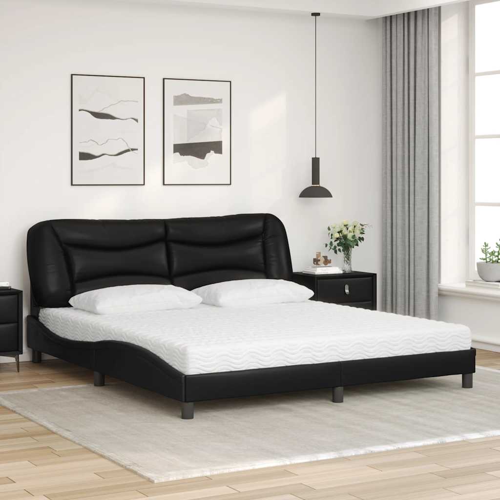 Bett mit Matratze "Hvar" Schwarz 80x200 cm Kunstleder
