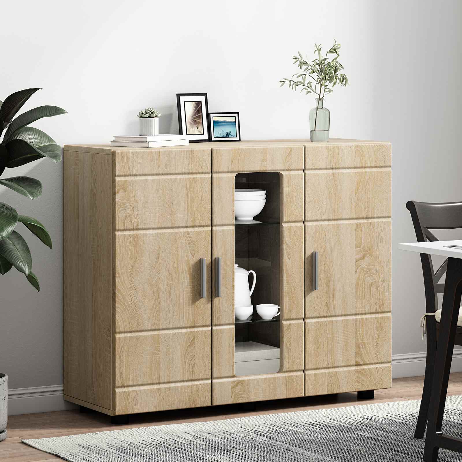 Highboard mit Regal FLORIN Weiß 60 x 35 x 182 cm Holzwerkstoff