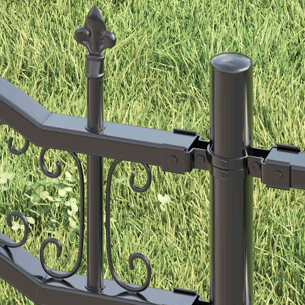 Gartenzaun KAMPEN mit Speerspitze Schwarz 240 x 75 cm Stahl