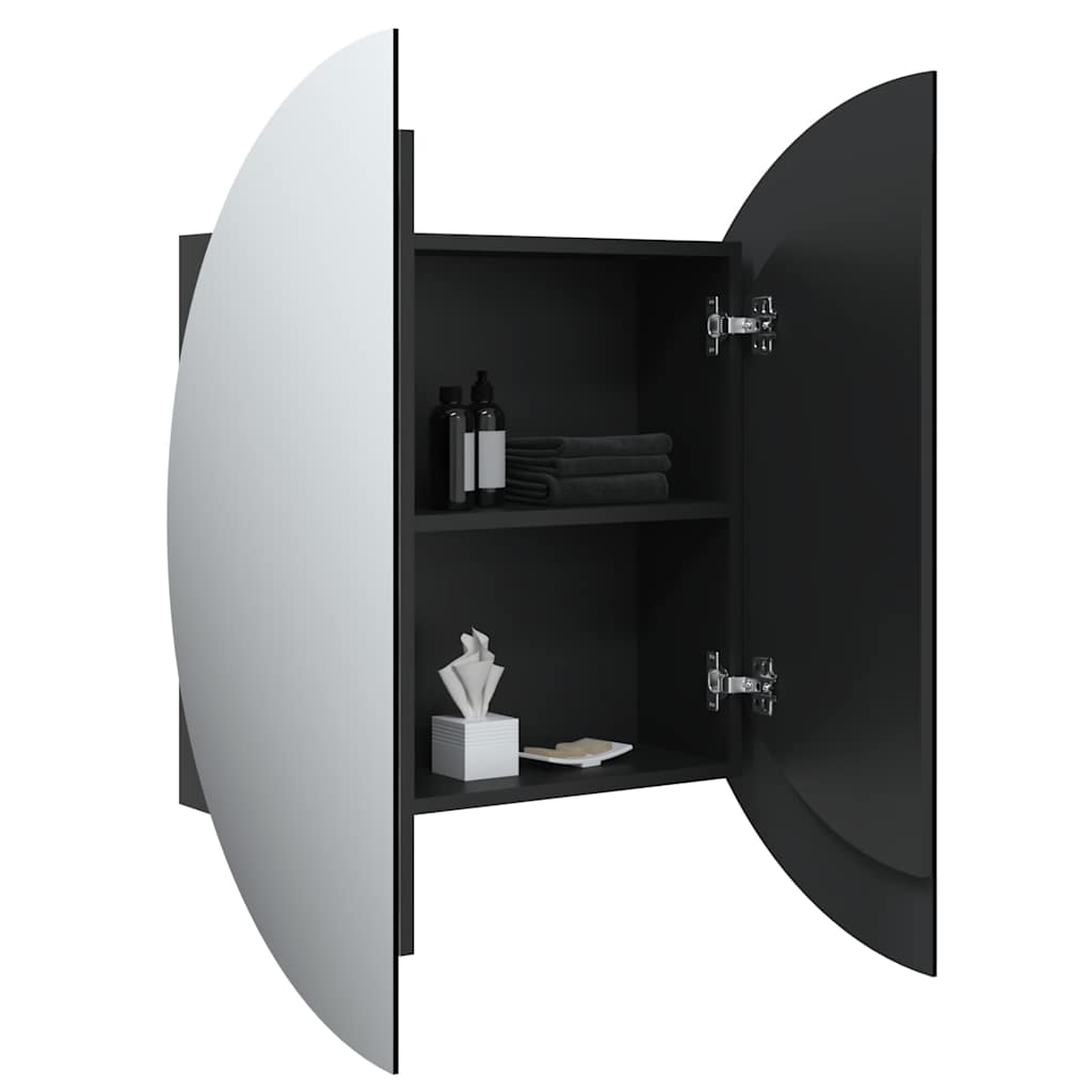 Badezimmerschrank mit Rundem Spiegel & LED Weiß 40x40x17,5 cm