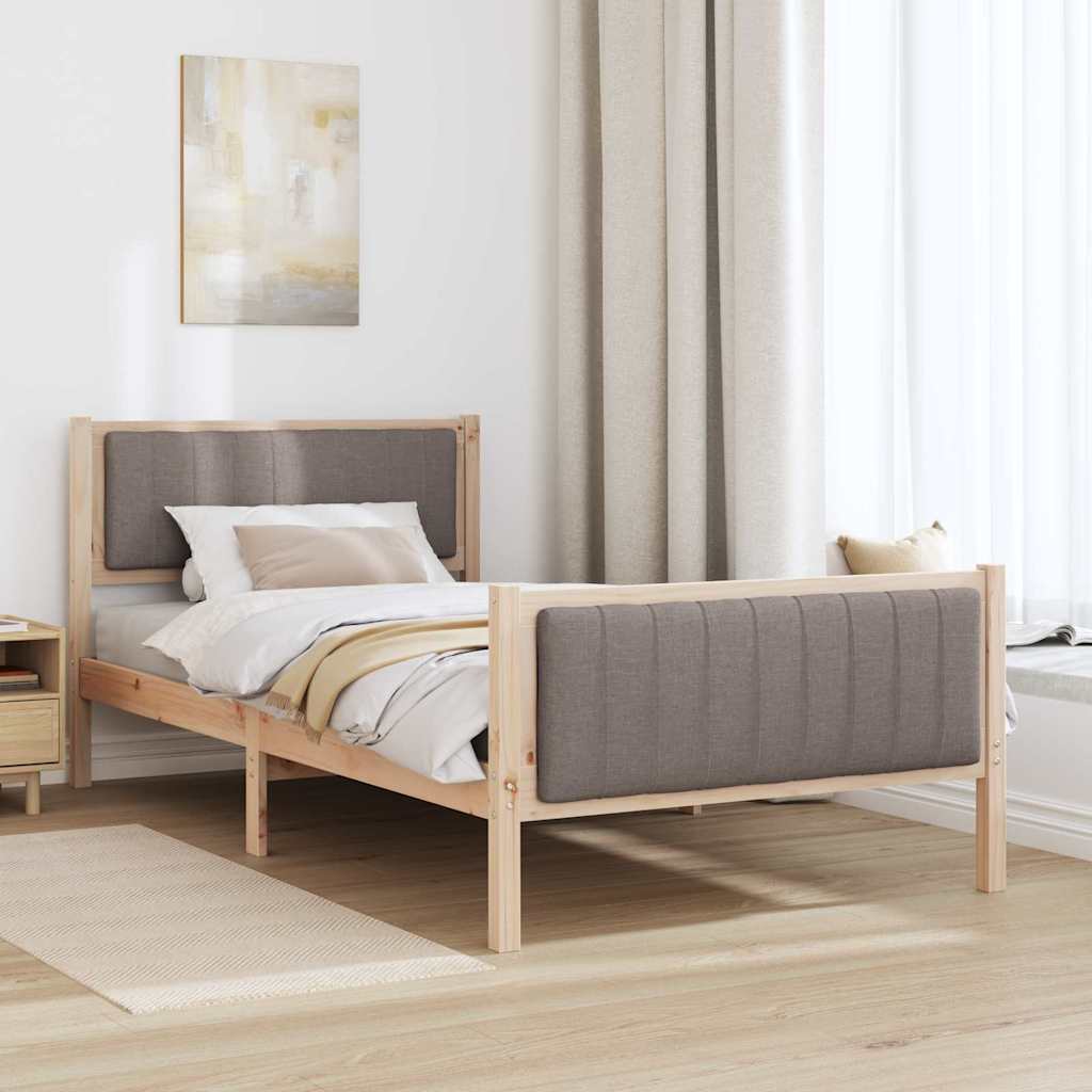 Bettgestell Braun und hellgrau 200 x 200 cm Massivholz Kiefer