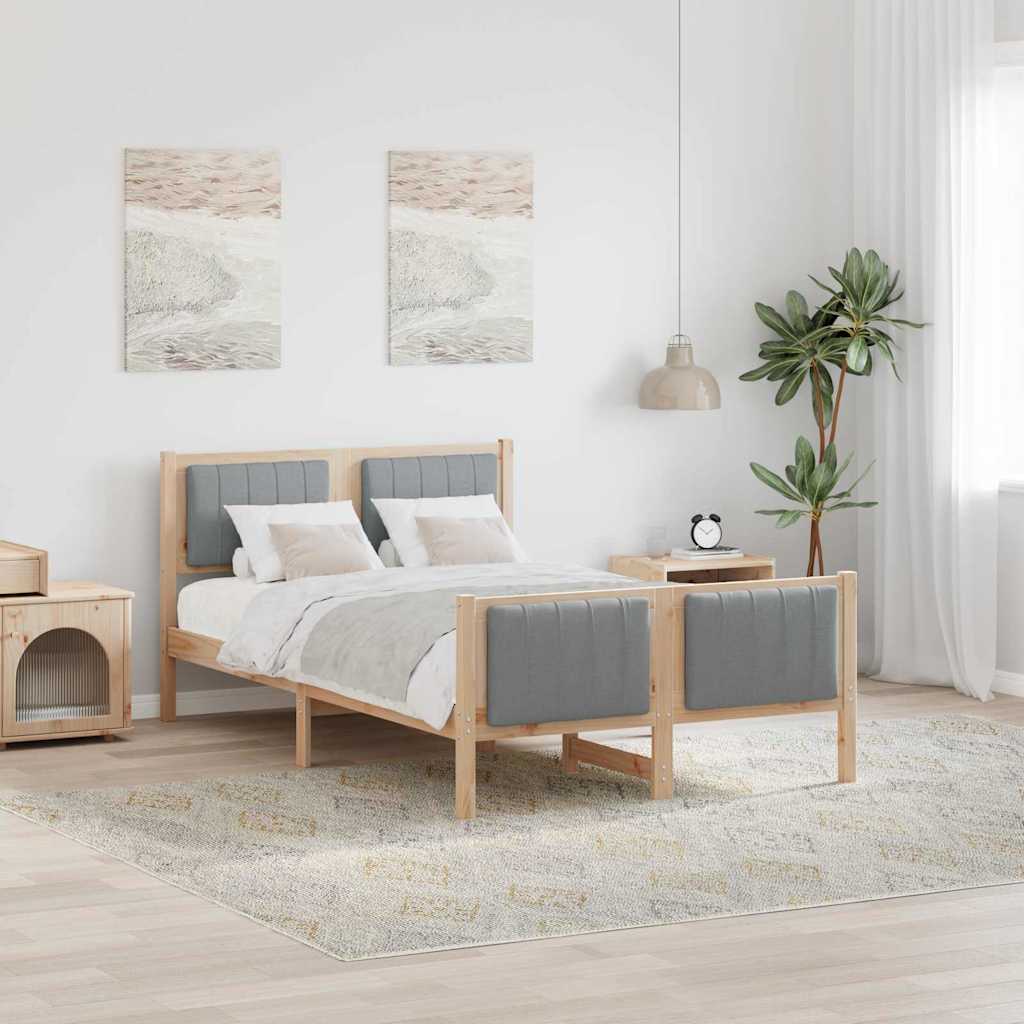 Bettgestell Braun und hellgrau 200 x 200 cm Massivholz Kiefer