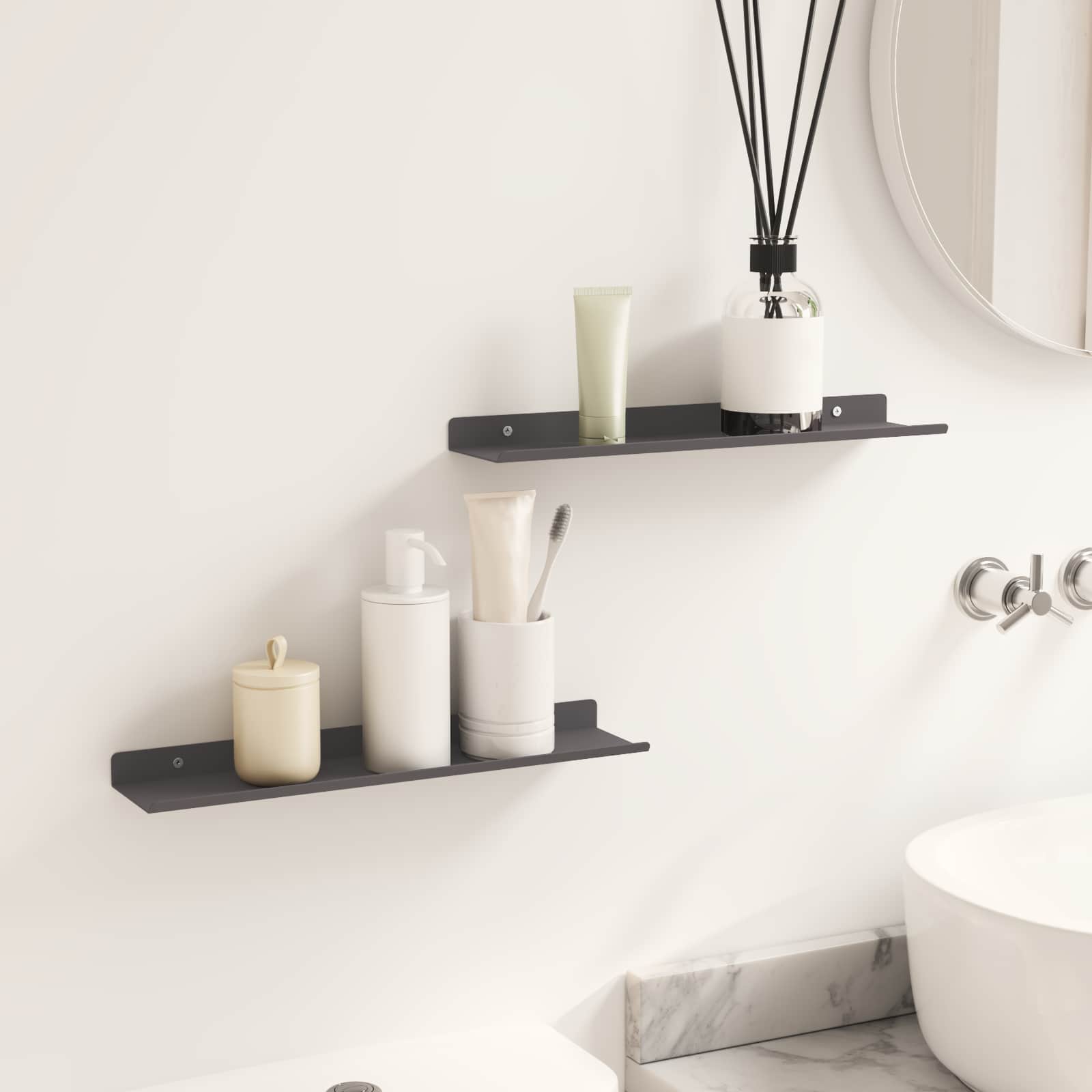 Schwebendes Regal 3 pcs Schwarz 40 x 9 x 2,5 cm Stahl