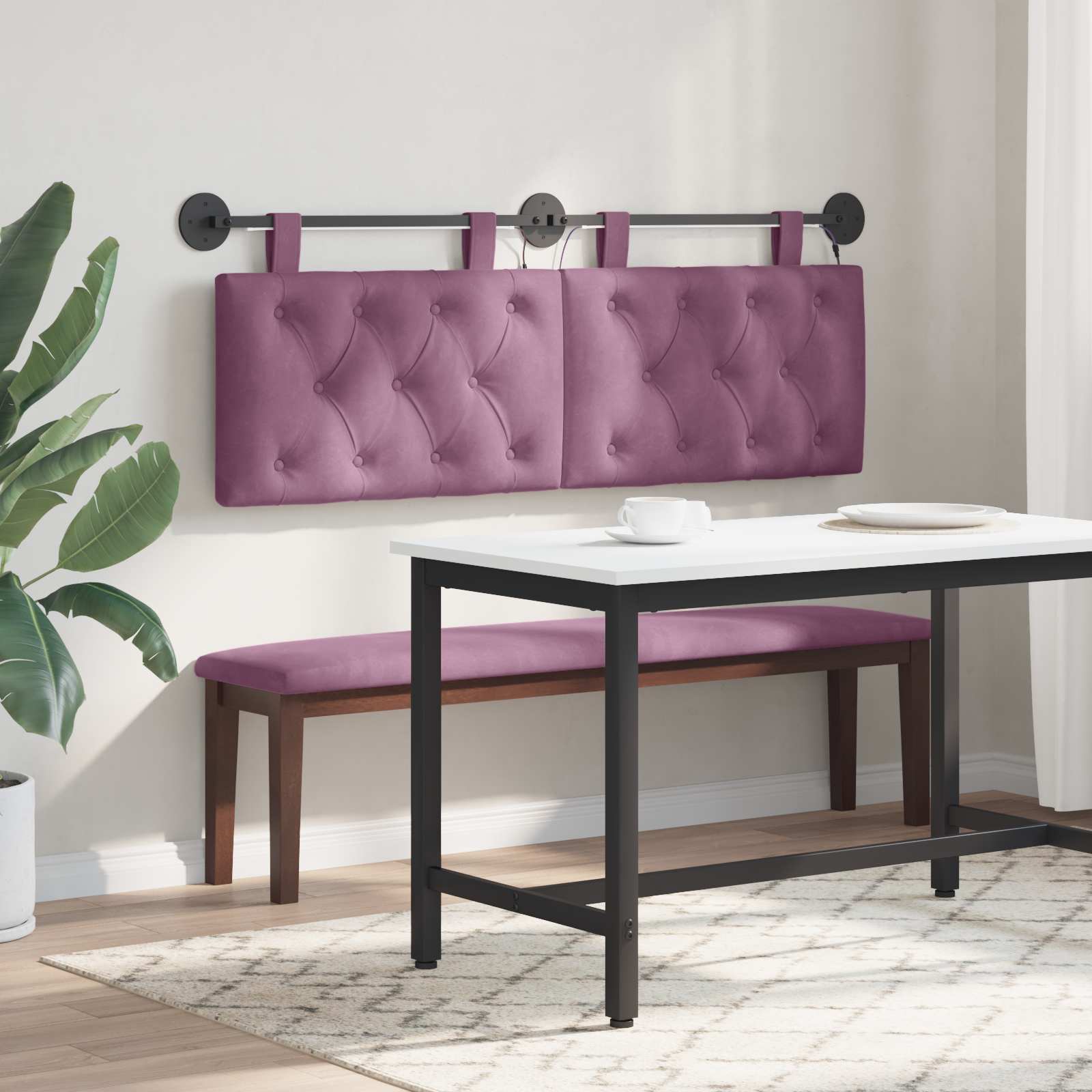 Hängendes Kopfteil Mit LED Licht Hellgrau Samt