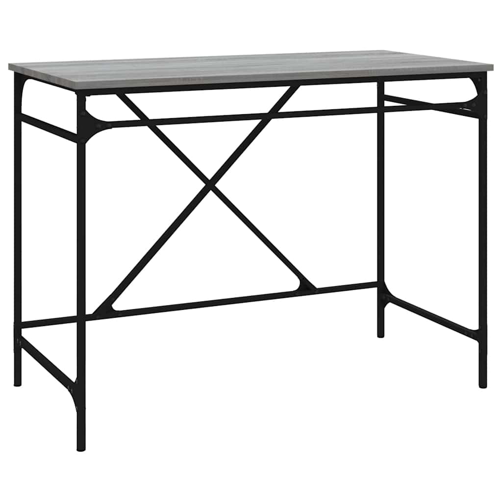 Schreibtisch Räuchereiche 100x50x75 cm Holzwerkstoff und Eisen
