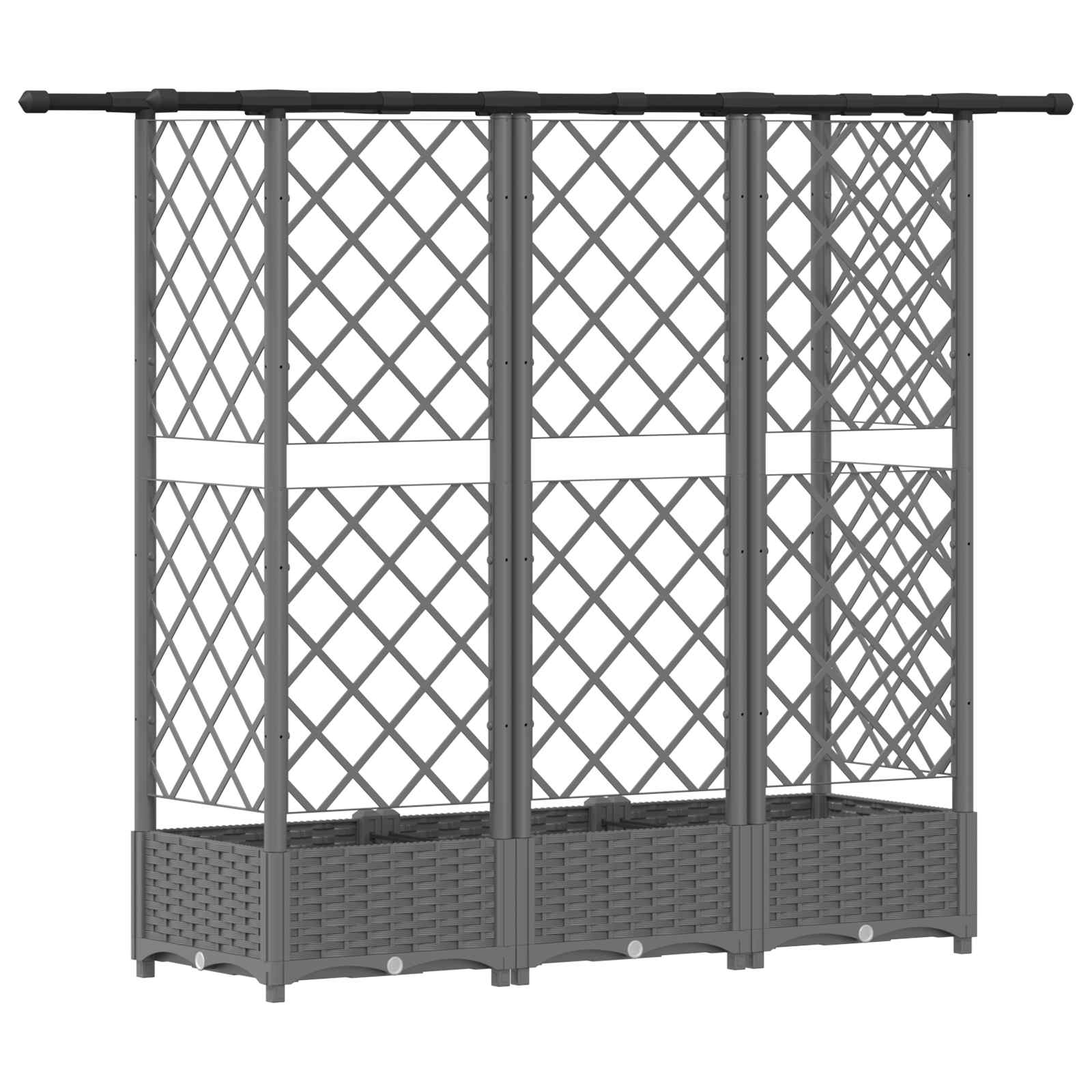 Hochbeet mit Rankgitter und Dach Braun 124 x 40 x 123 cm PP