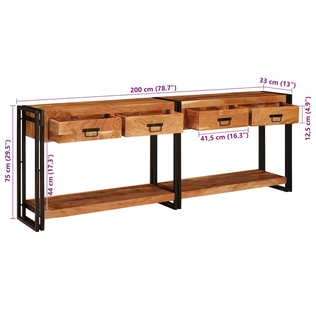 Konsolen-Tische 2 pcs Braun 161 x 33 x 75 cm Massivholz Mango