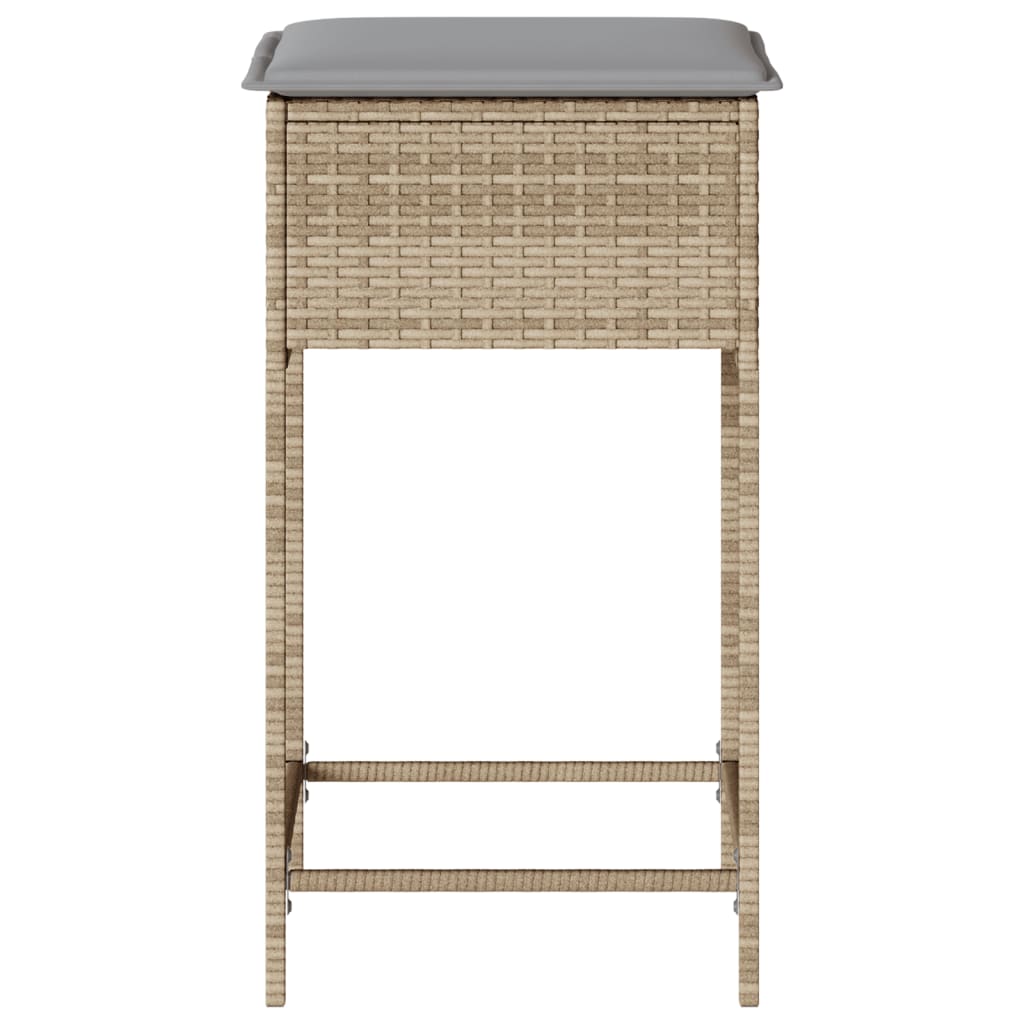 Garten-Barhocker mit Kissen 2 Stk. Schwarz Poly Rattan