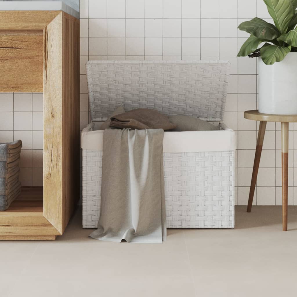 Wäschekorb mit Deckel 55,5x35x34 cm Poly Rattan