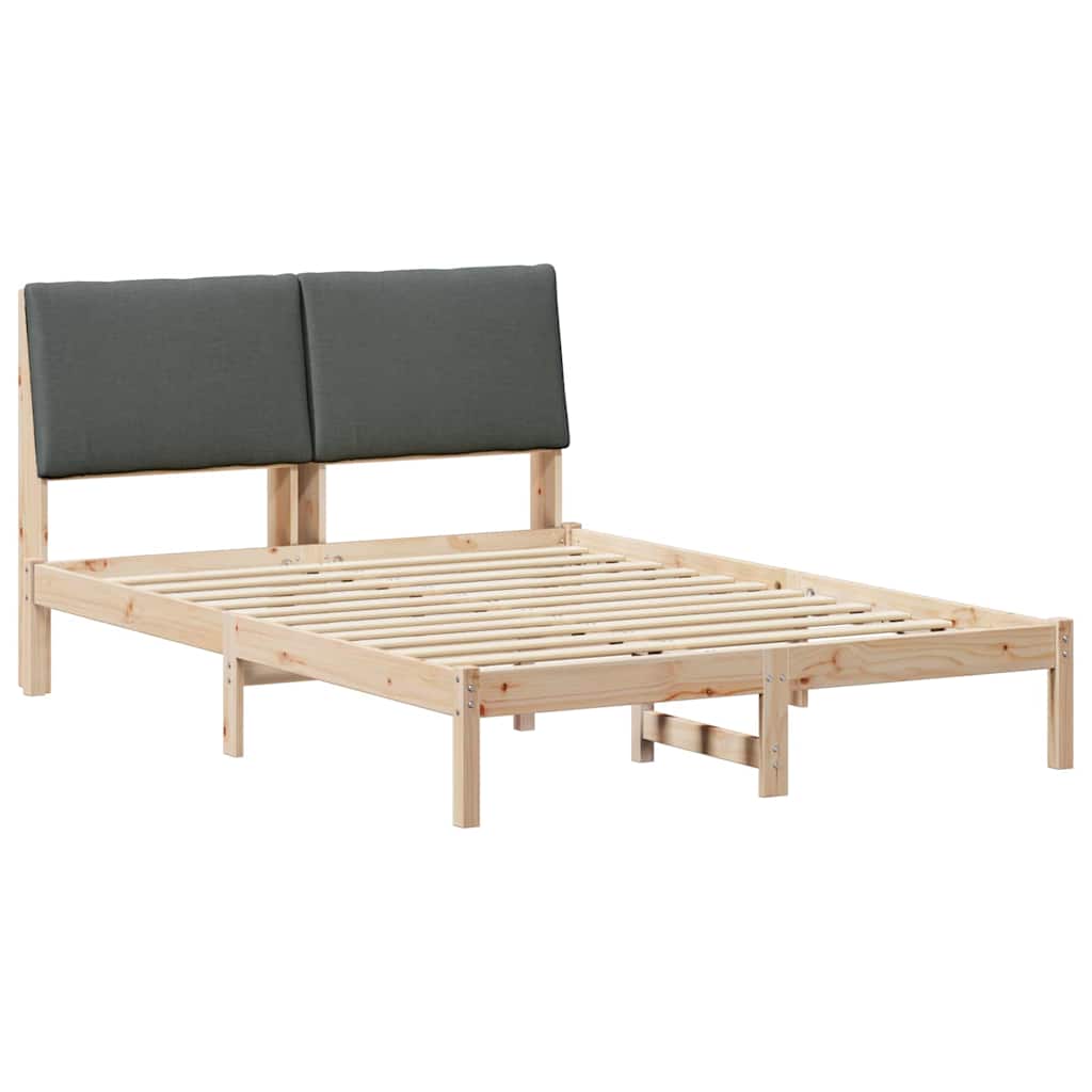 Bettgestell Braun und hellgrau 200 x 200 cm Massivholz Kiefer