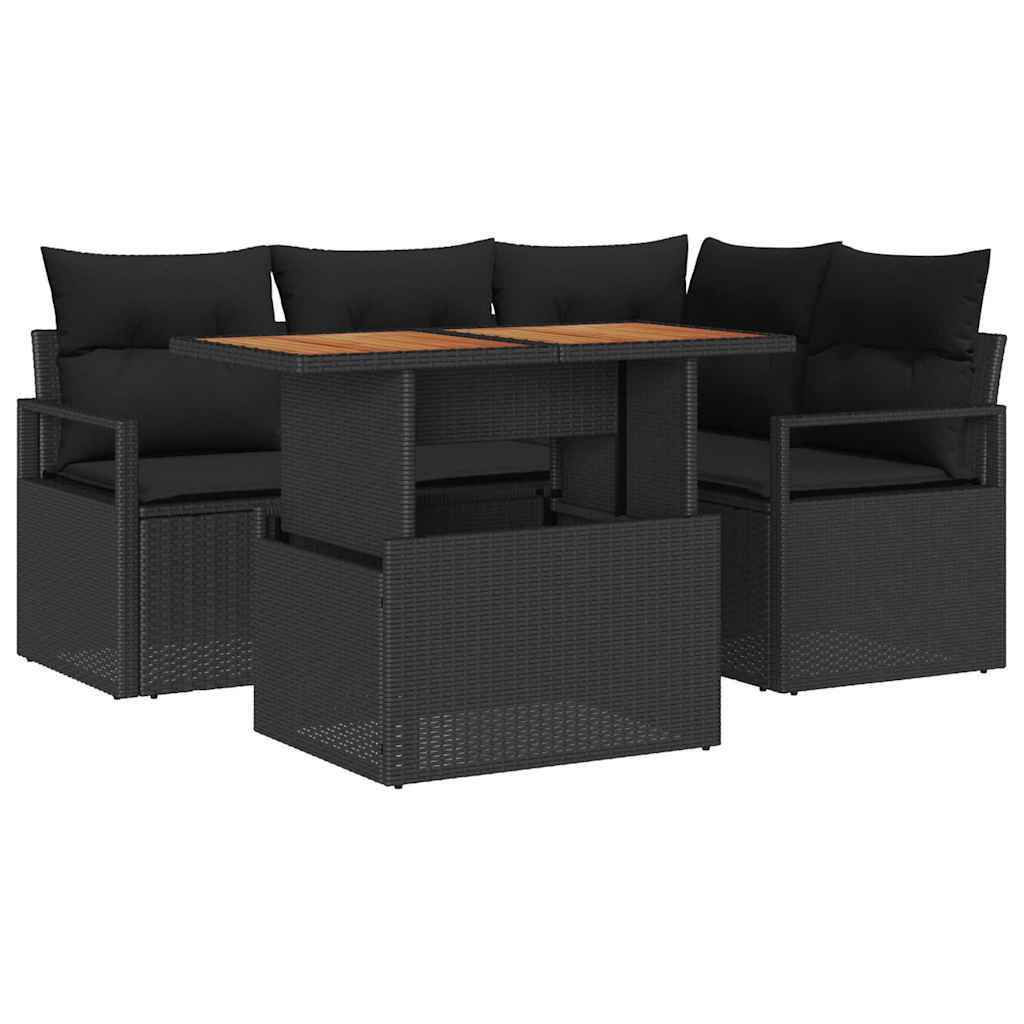 Garten Essgruppe mit Kissen 5 pcs Schwarz und Creme