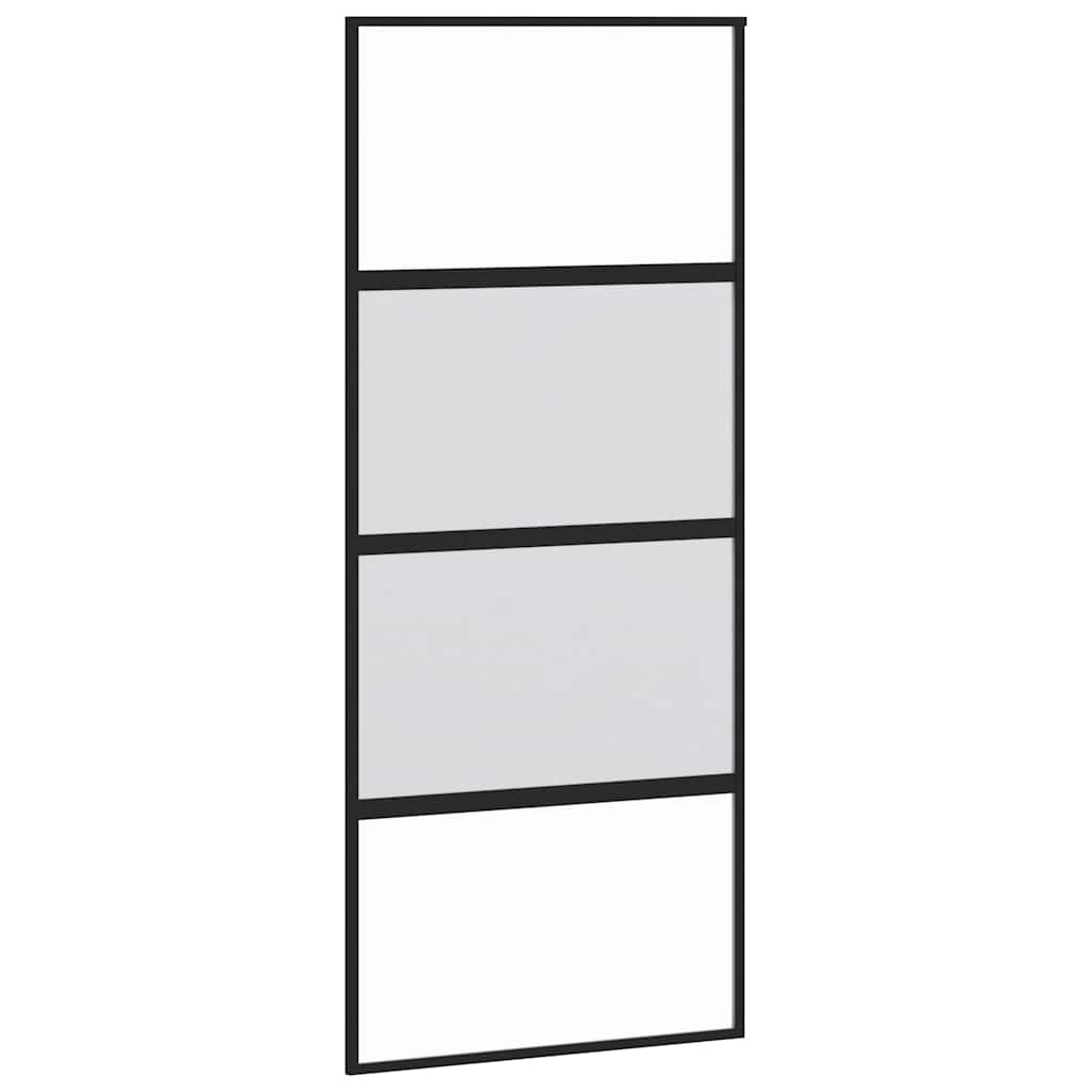 Schiebetür mit Beschlag Schwarz 76x205 cm Hartglas