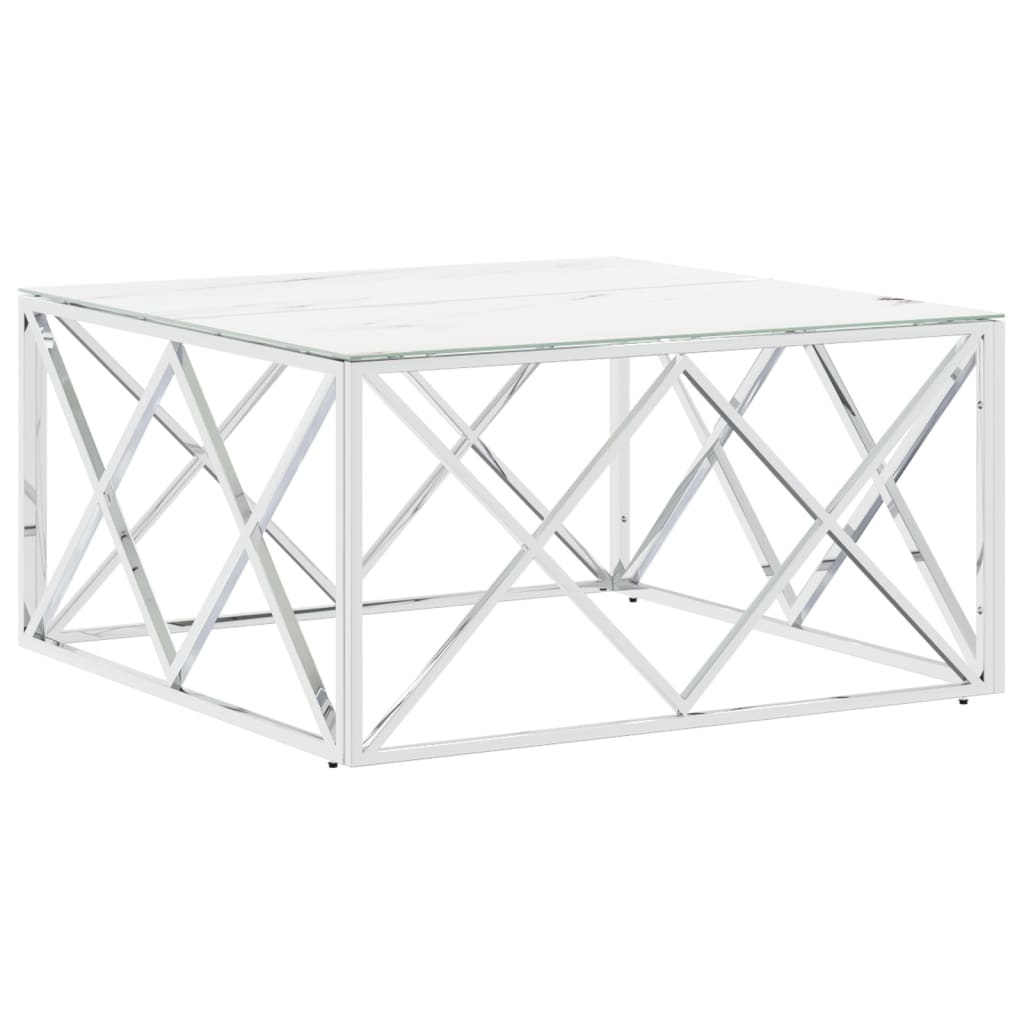 Couchtisch 80x80x40 cm Edelstahl und Glas