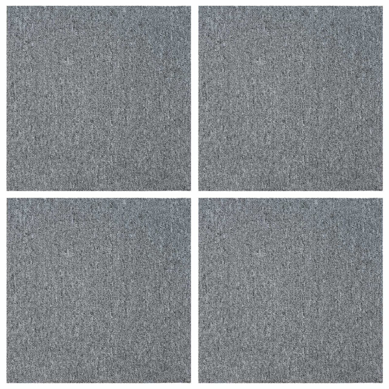 Teppichfliese Hellgrau mit Streifen 50 x 50 cm 4 pcs