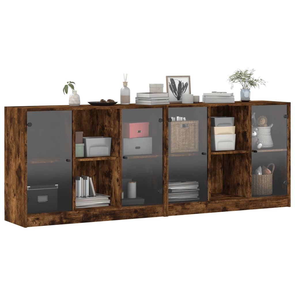 Bücherschrank mit Türen Weiß 204x37x75 cm Holzwerkstoff