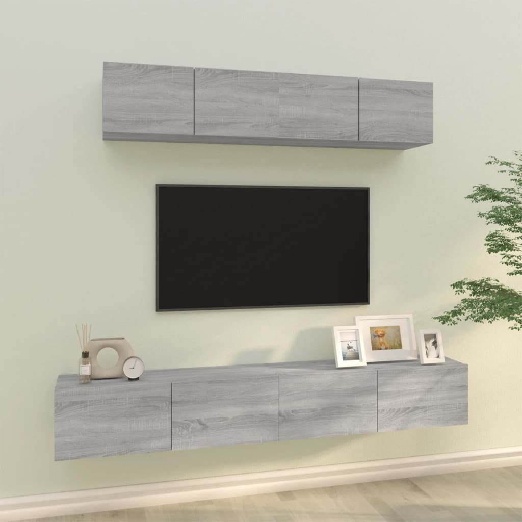 4-tlg. TV-Schrank-Set Weiß Holzwerkstoff
