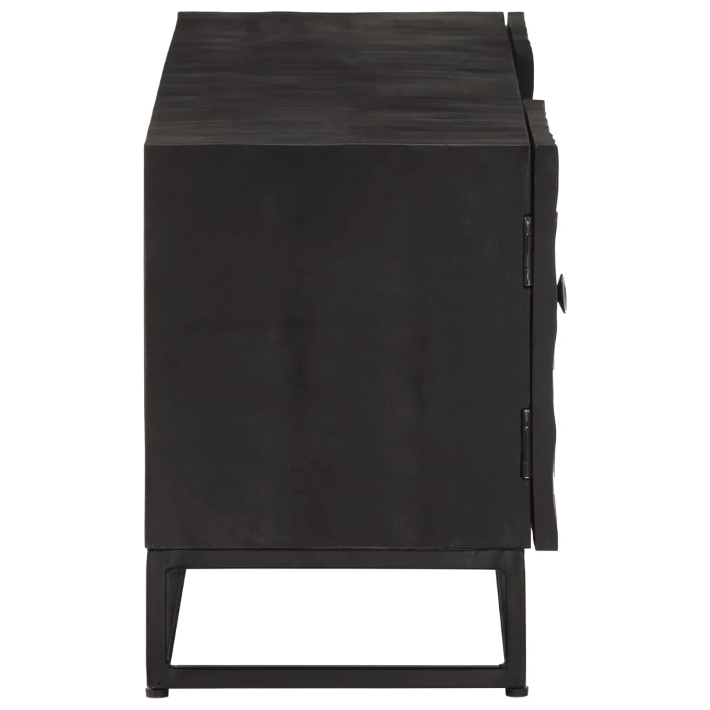 Nachttisch Schwarz 40x30x50 cm Massivholz Mango und Eisen