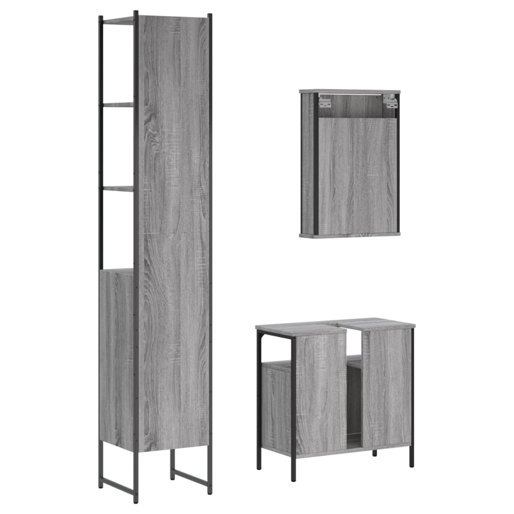3-tlg. Badmöbel-Set Räuchereiche Holzwerkstoff