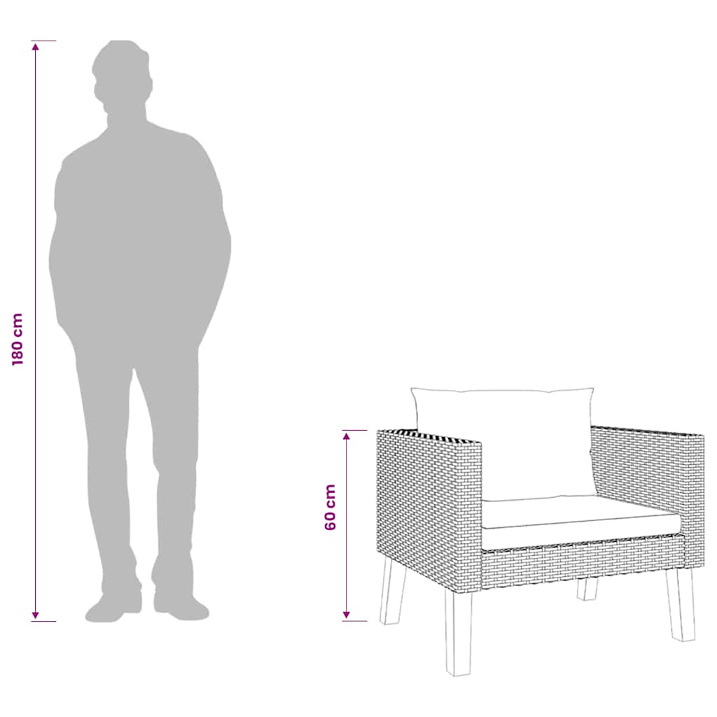 3-Sitzer-Gartensofa mit Auflagen Poly Rattan Beige
