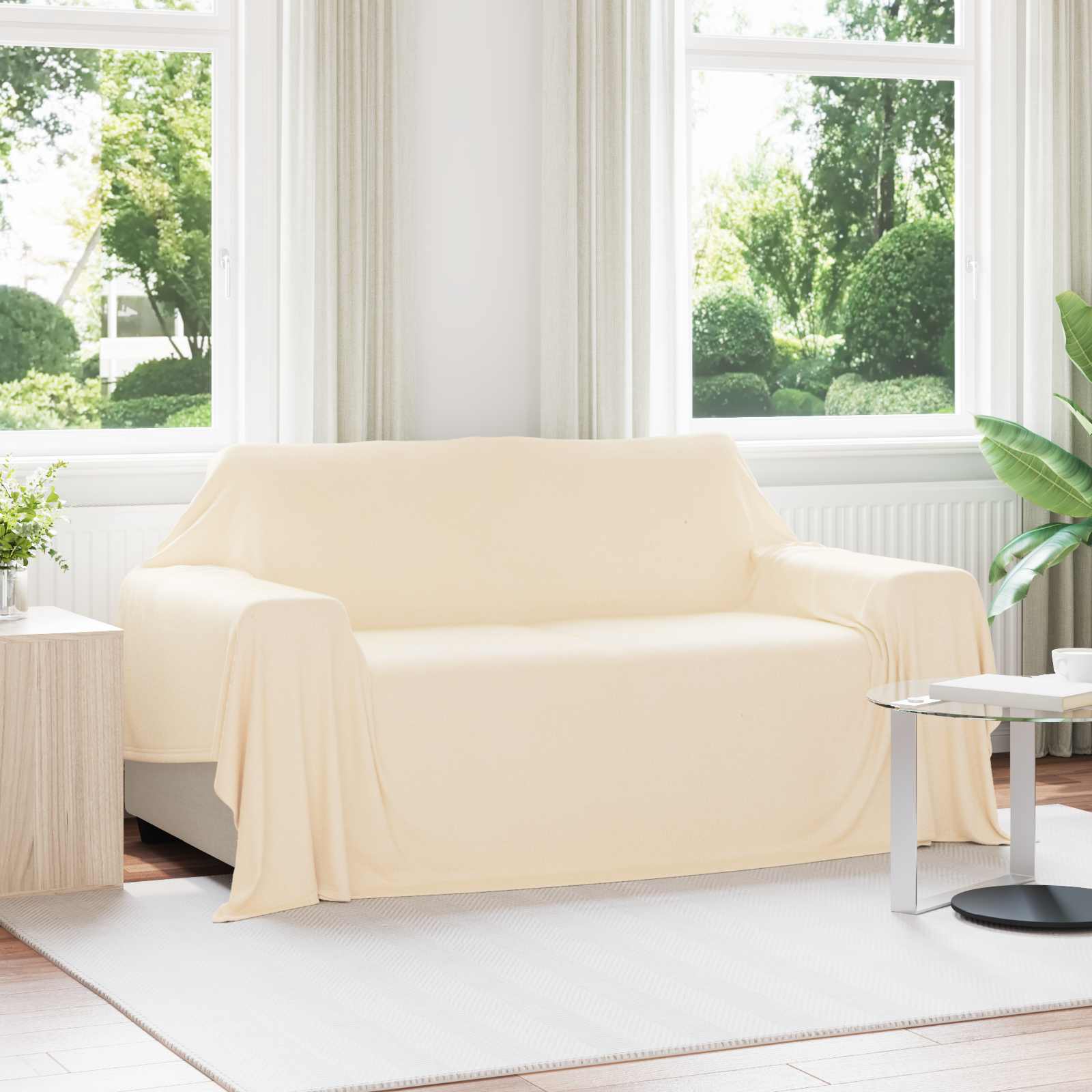 Überwurfdecke Creme 210 x 140 cm Fleece