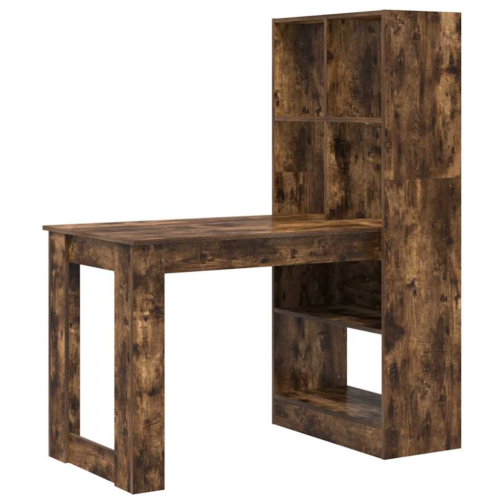 Schreibtisch mit Regal Schwarz Eichen-Optik 122 x 67 x 145 cm
