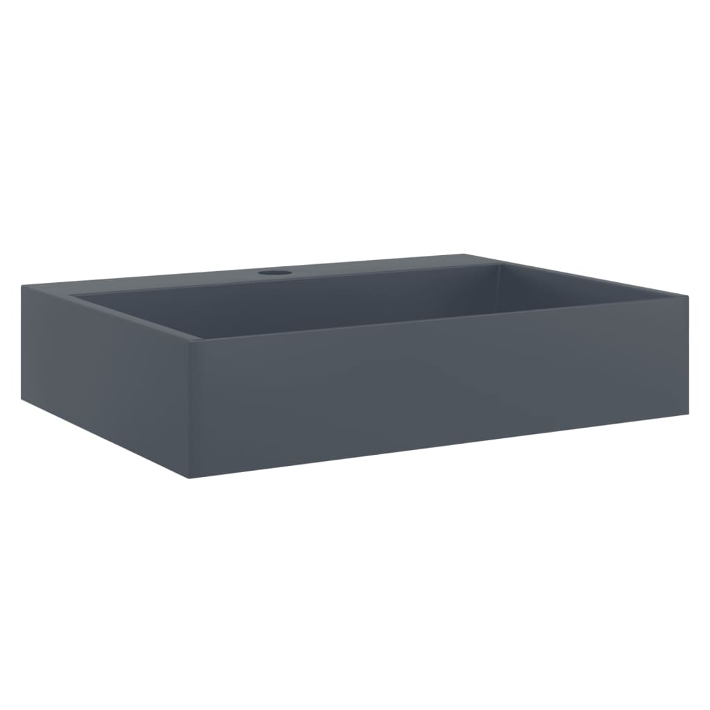 Waschbecken 60x38x11 cm Mineralguss/Marmorguss Mattschwarz