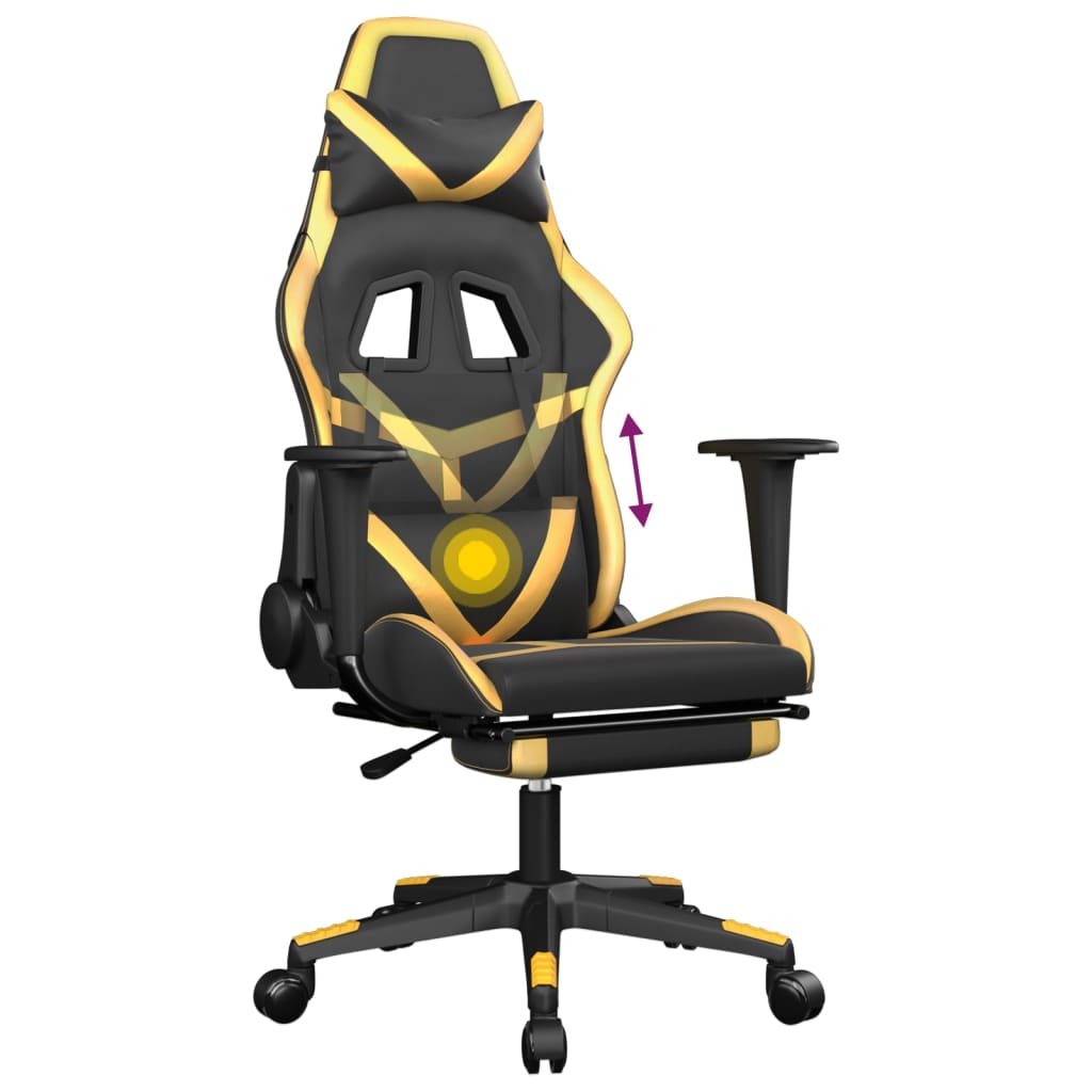 Gaming-Stuhl mit Massagefunktion Schwarz und Grün Kunstleder