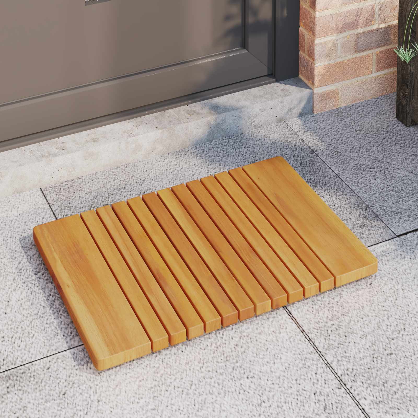 Badematte Uni Braun 59 x 40 cm Massives Akazienholz