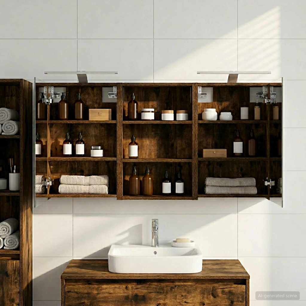 Badezimmerschrank-Set 3 pcs 80 x 10,5 x 50 cm Holzwerkstoff