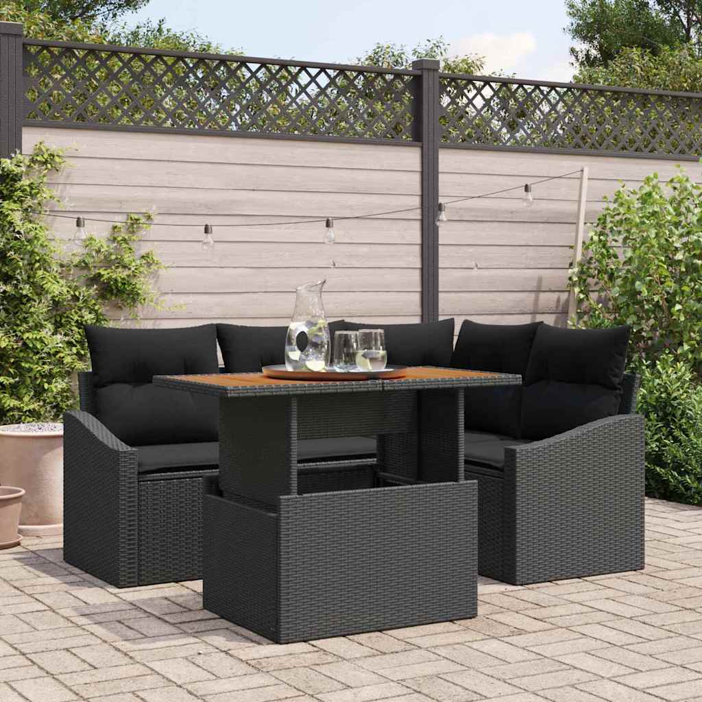Garten Essgruppe mit Kissen 5 pcs Schwarz und Creme