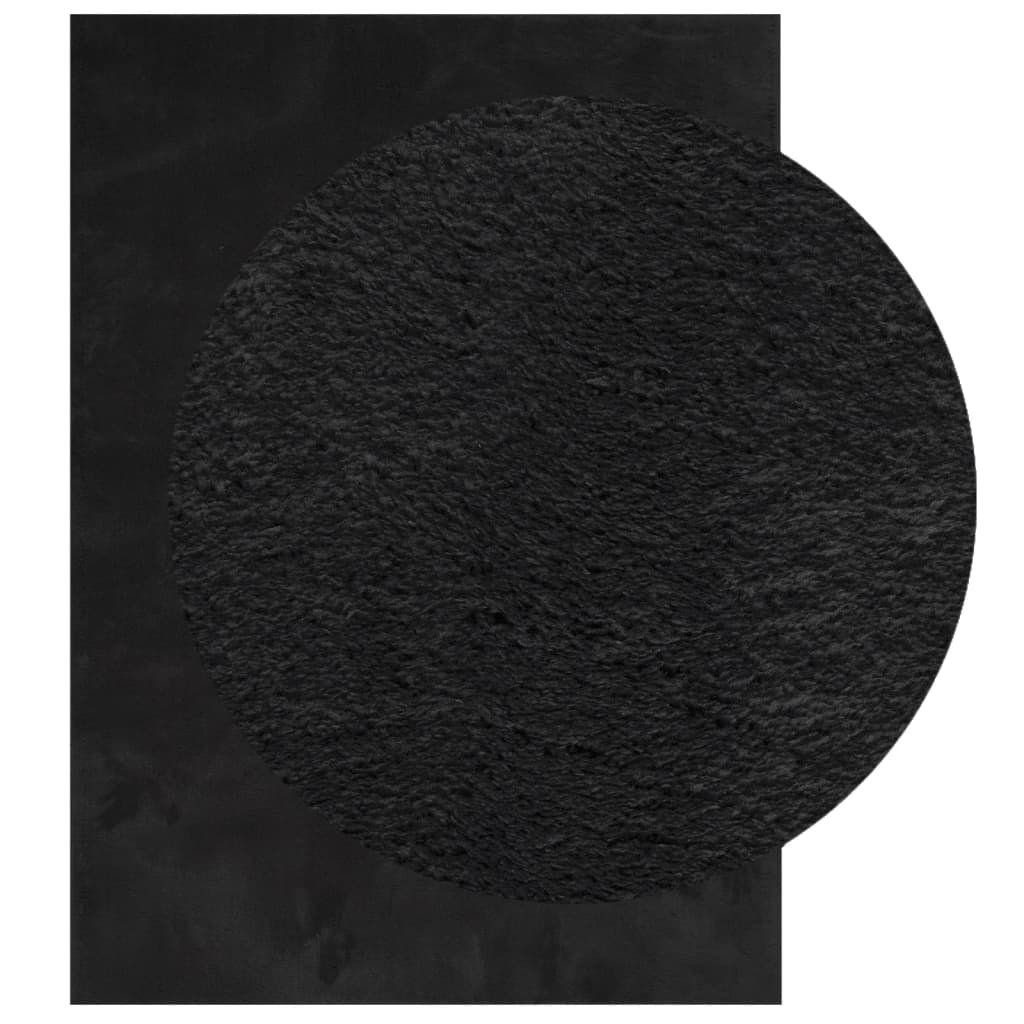 Teppich HUARTE Kurzflor Weich und Waschbar Anthrazit 60x110 cm