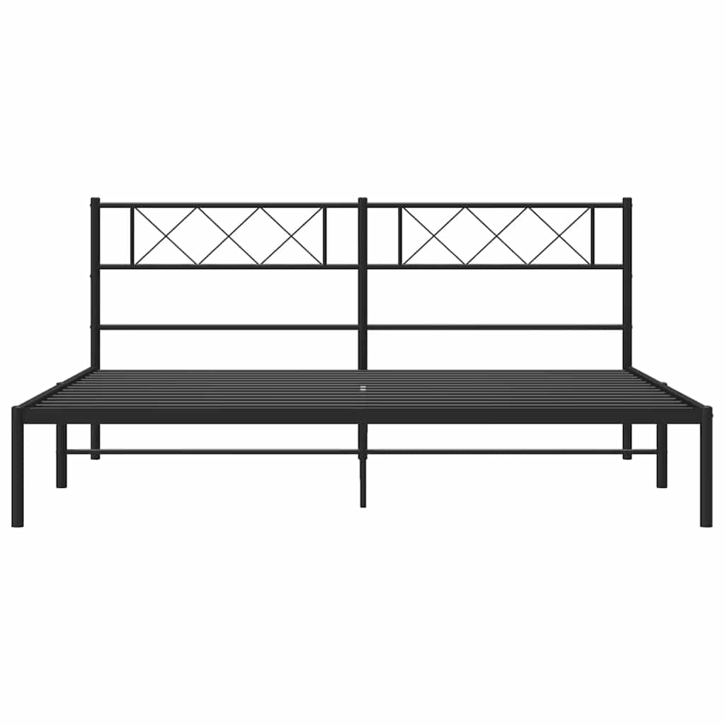 Bettgestell mit Kopfteil Metall Schwarz 100x190 cm
