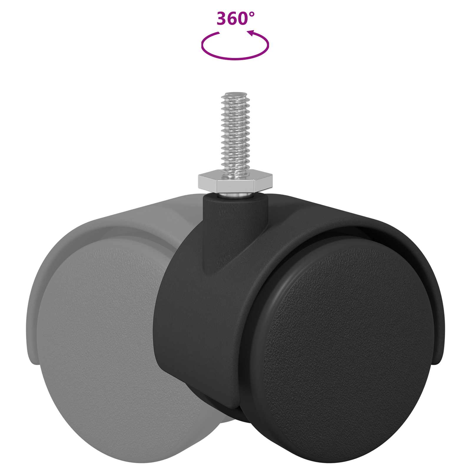Rollen 2 pcs Schwarz 40,1 x 37,8 mm PP und Eisen