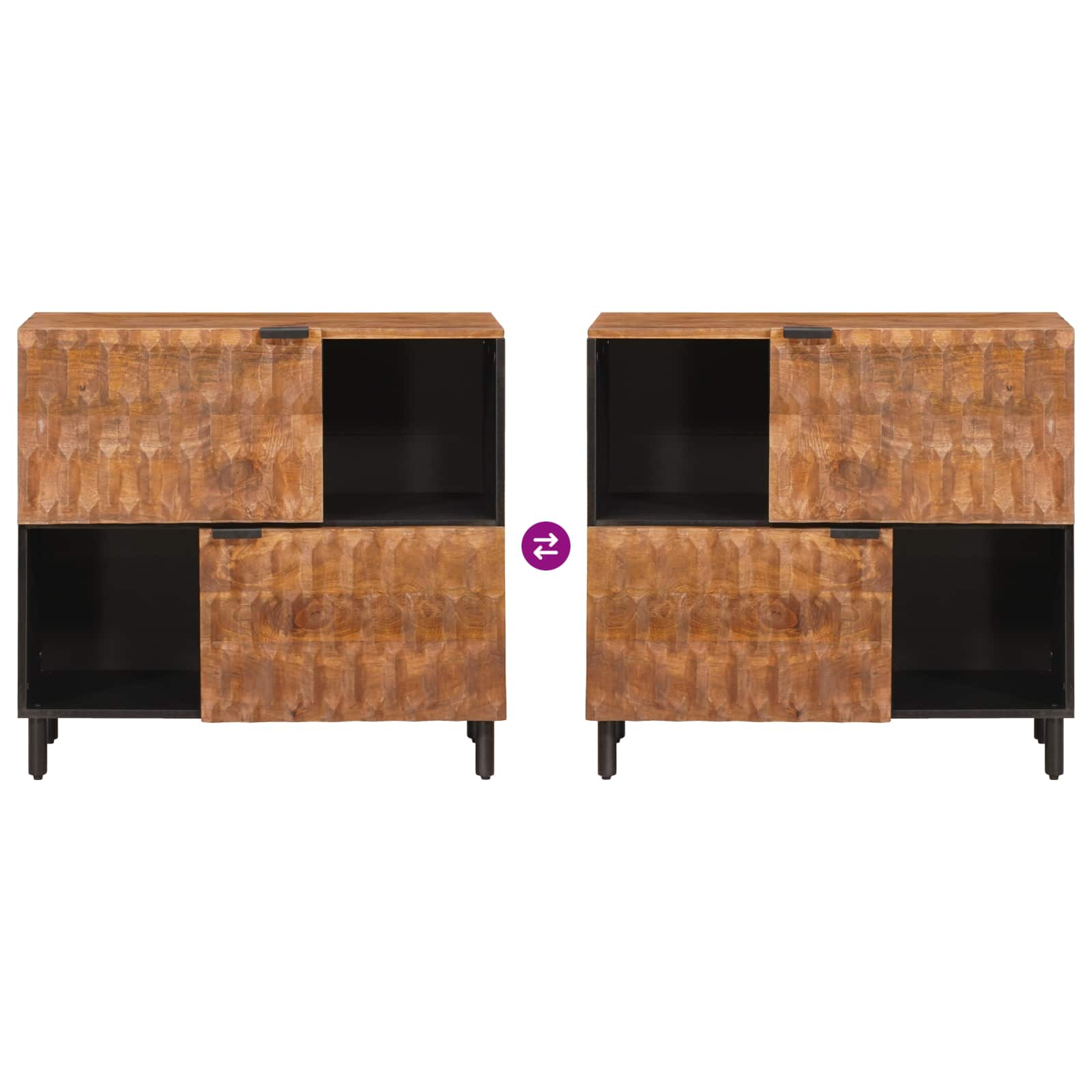 Sideboard mit Tür Weiße gewaschene Oberfläche 80 x 33 x 75 cm