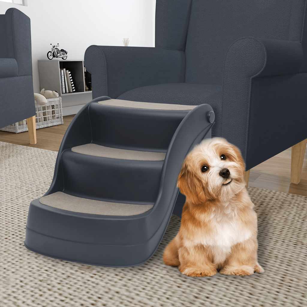 Hundetreppe mit 3 Stufen Klappbar Creme 50x38x38 cm Kunststoff