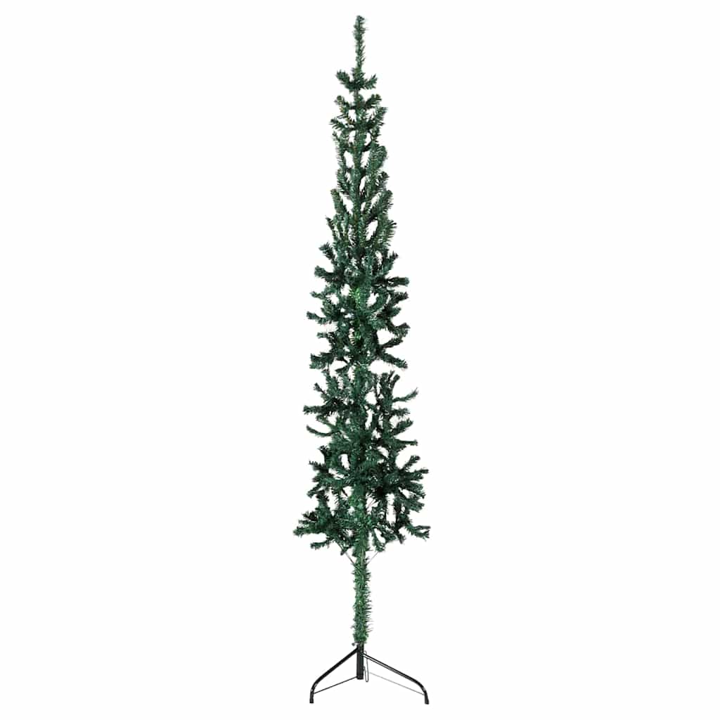 Künstlicher Halb-Weihnachtsbaum mit Ständer Schlank Weiß 180 cm