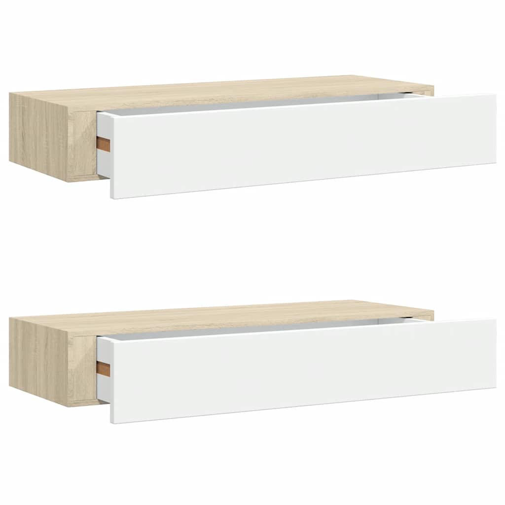 Wandregal mit Schublade Weiß 40x23,5x10 cm MDF