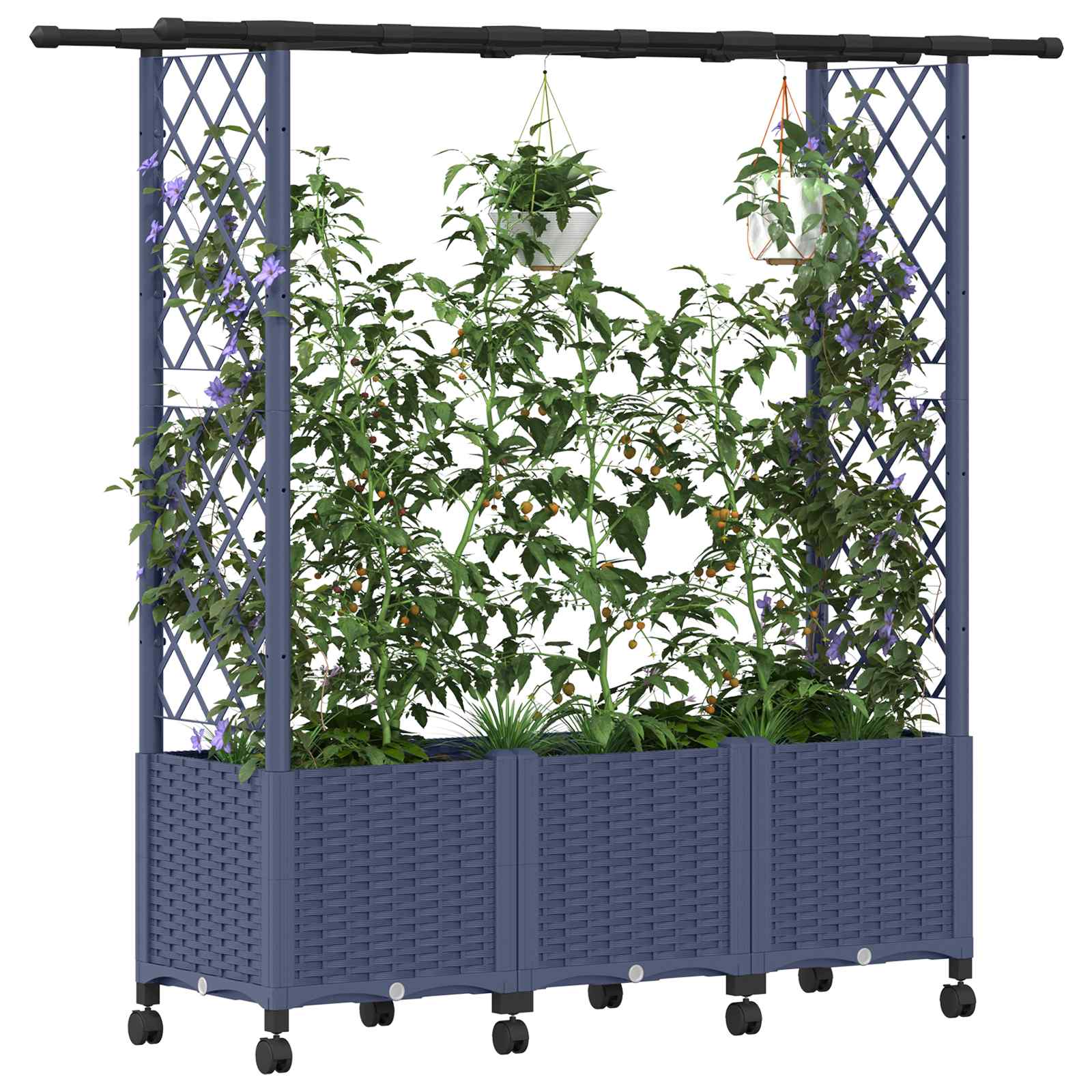 Hochbeet mit Rankgitter und Dach Braun 124 x 40 x 123 cm PP