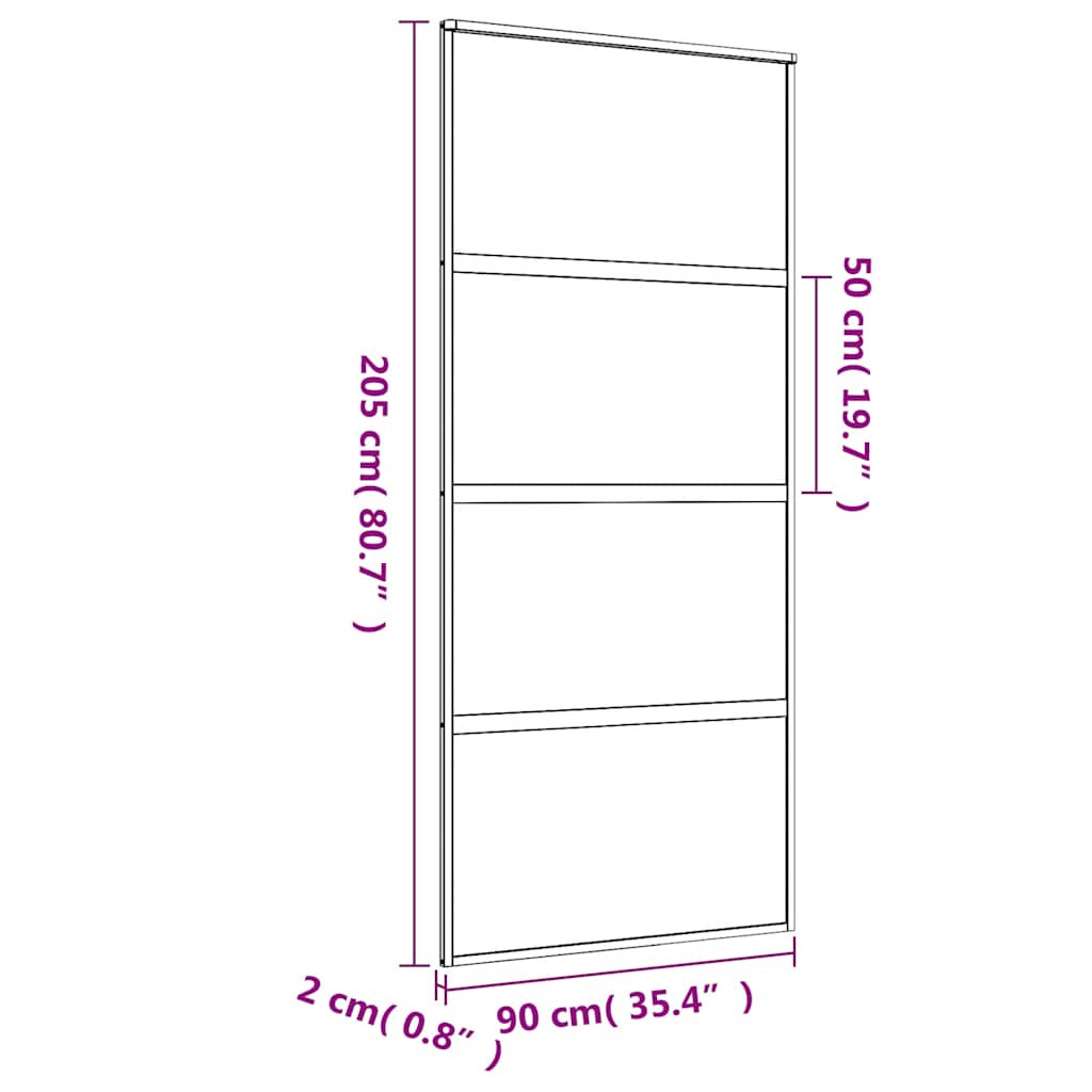 Schiebetür Aluminium und ESG Glas 90x205 cm Schwarz
