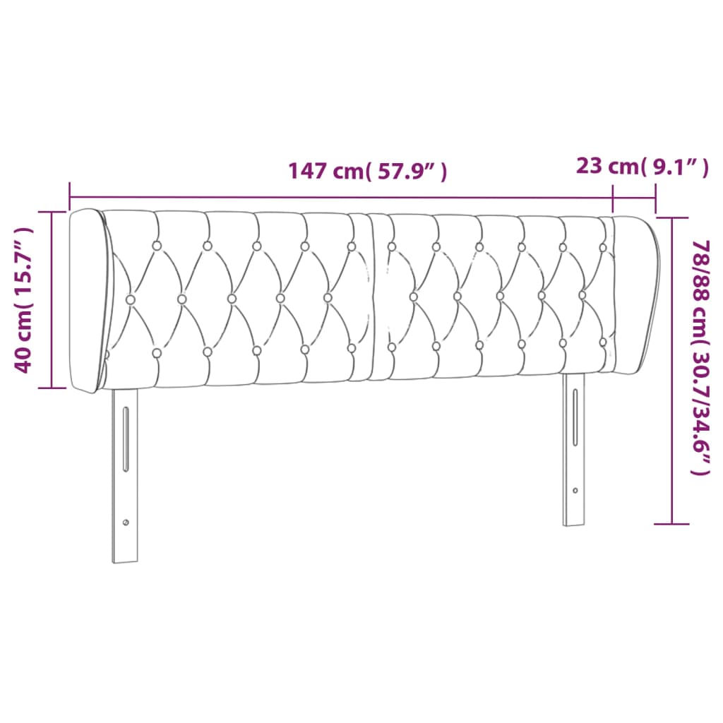 Kopfteil mit Ohren Dunkelblau 93x23x78/88 cm Samt