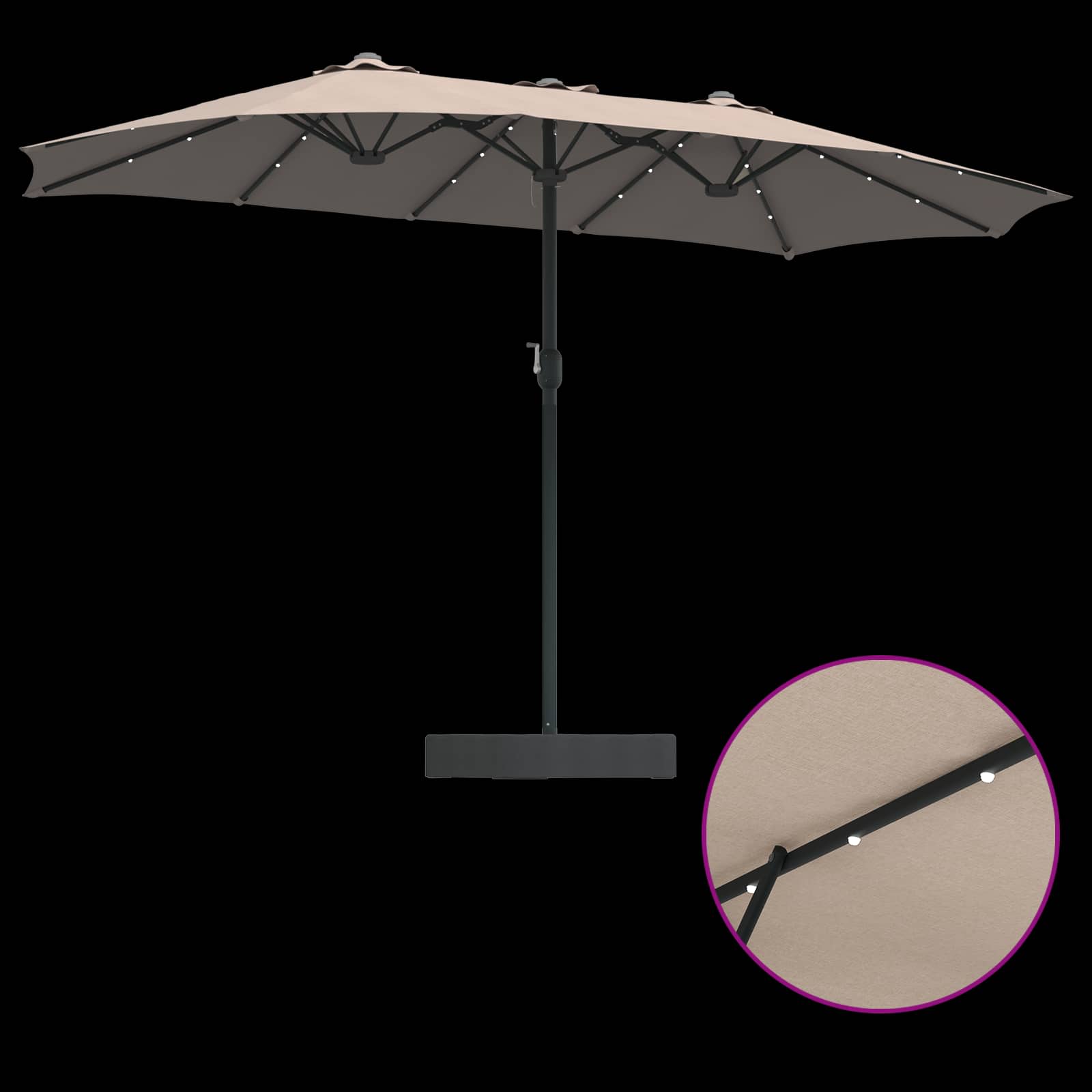 Garten-Sonnenschirm Sand und Anthrazit 385 x 209 x 244 cm