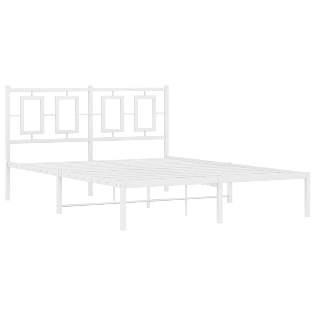 Bettgestell mit Kopf- und Fußteil Metall Weiß 180x200 cm