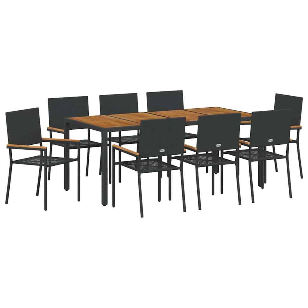 Garten Essgruppe 3 pcs Schwarz Poly-Rattan