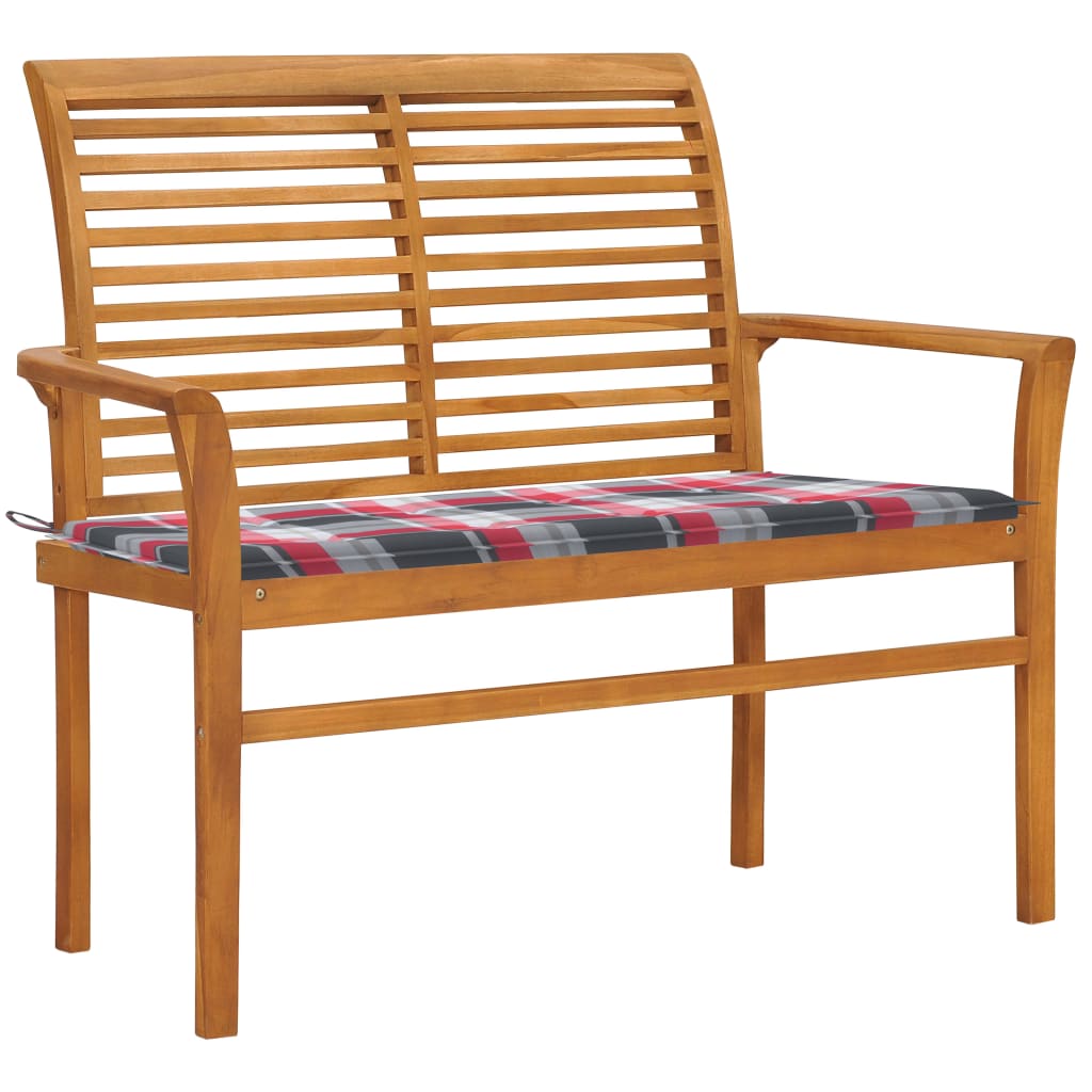 Gartenbank mit Anthrazit Auflage 112 cm Massivholz Teak
