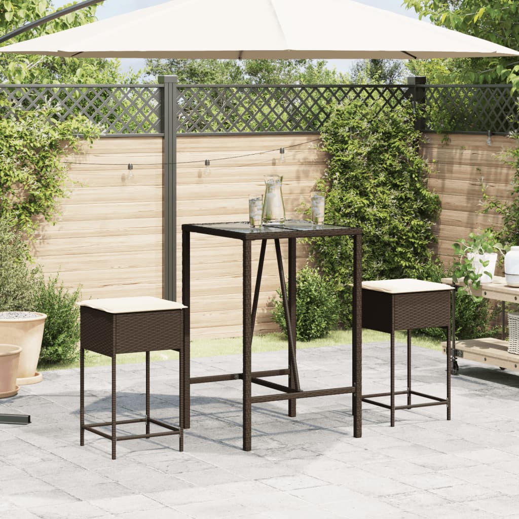 Garten-Barhocker mit Kissen 2 Stk. Schwarz Poly Rattan