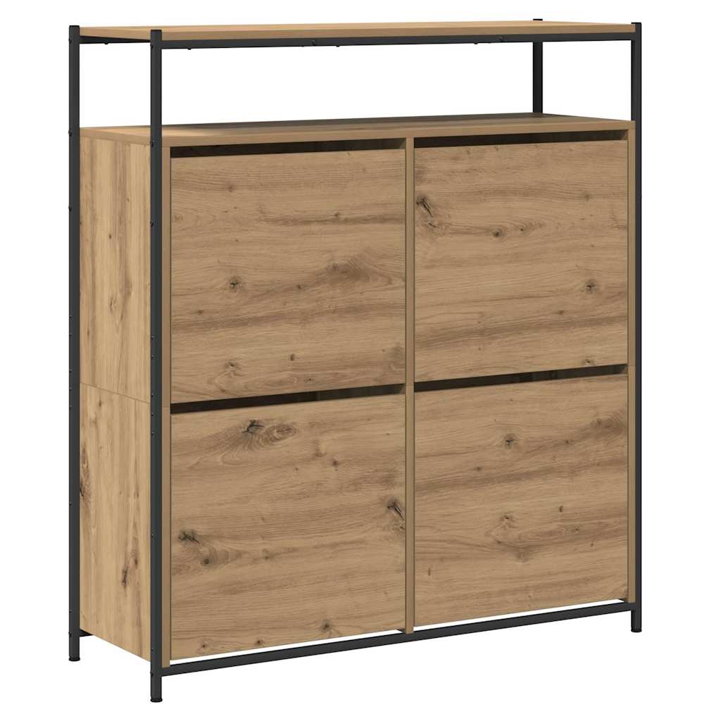 Schuhschrank mit 4 Klappen Sonoma-Eiche 100x34x112 cm