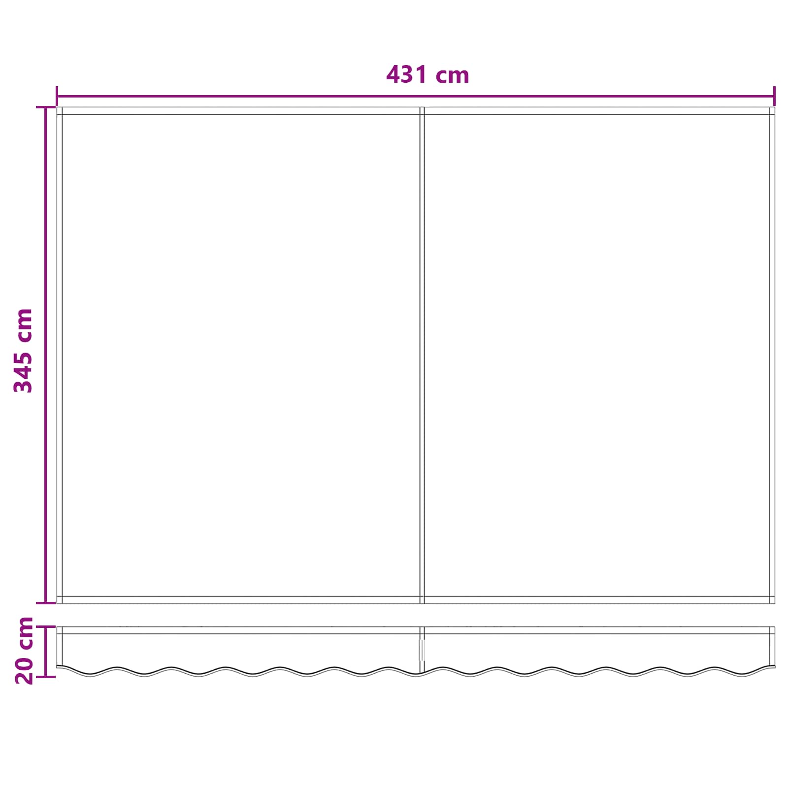 Markise Manuell Einziehbar mit LED 300x250 cm Blau und Weiß