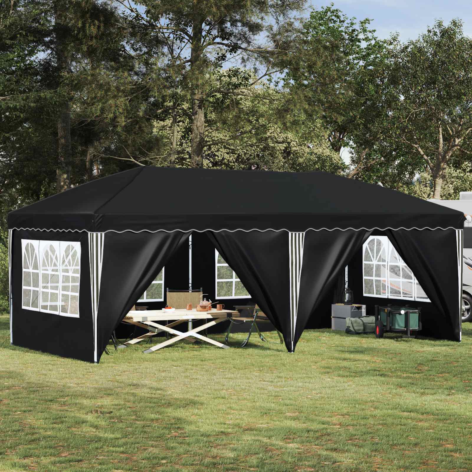 Pop-up Partyzelt 575 x 290 x 245 cm Creme