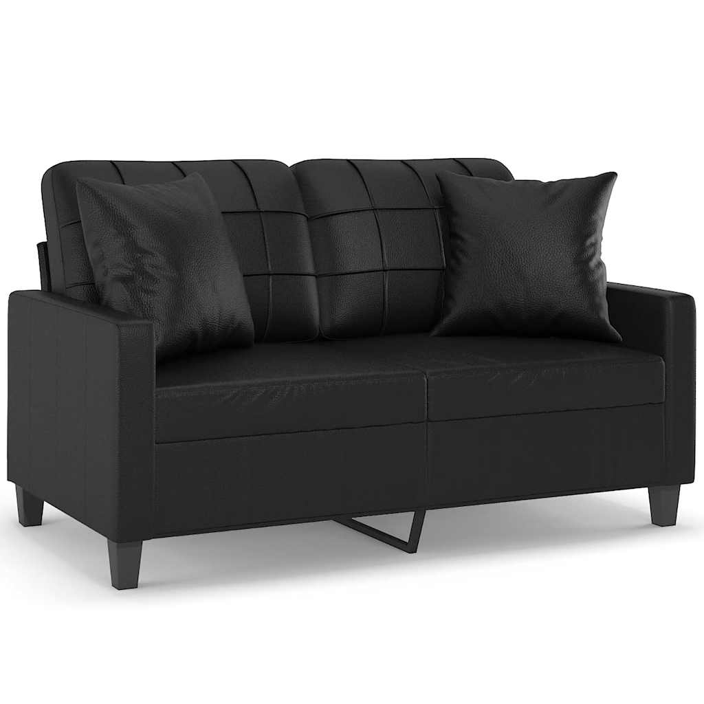 3-Sitzer-Sofa mit Zierkissen Schwarz 180 cm Kunstleder