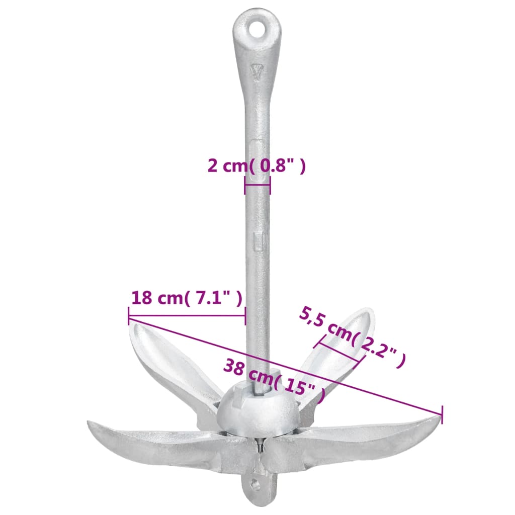 Klappanker Silber 0,7 kg Feuerverzinktes Gusseisen